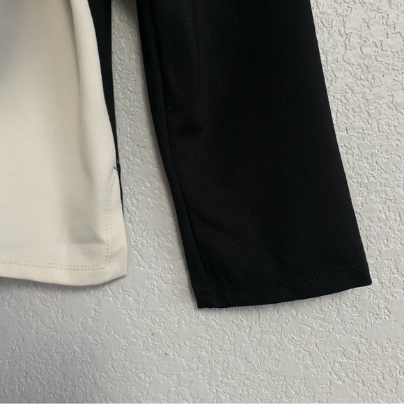 Lisa Bayne Top Womens S Colorblock Artsy Boxy Ponte Knit Lagenlook Black Cream - Picture 13 of 15